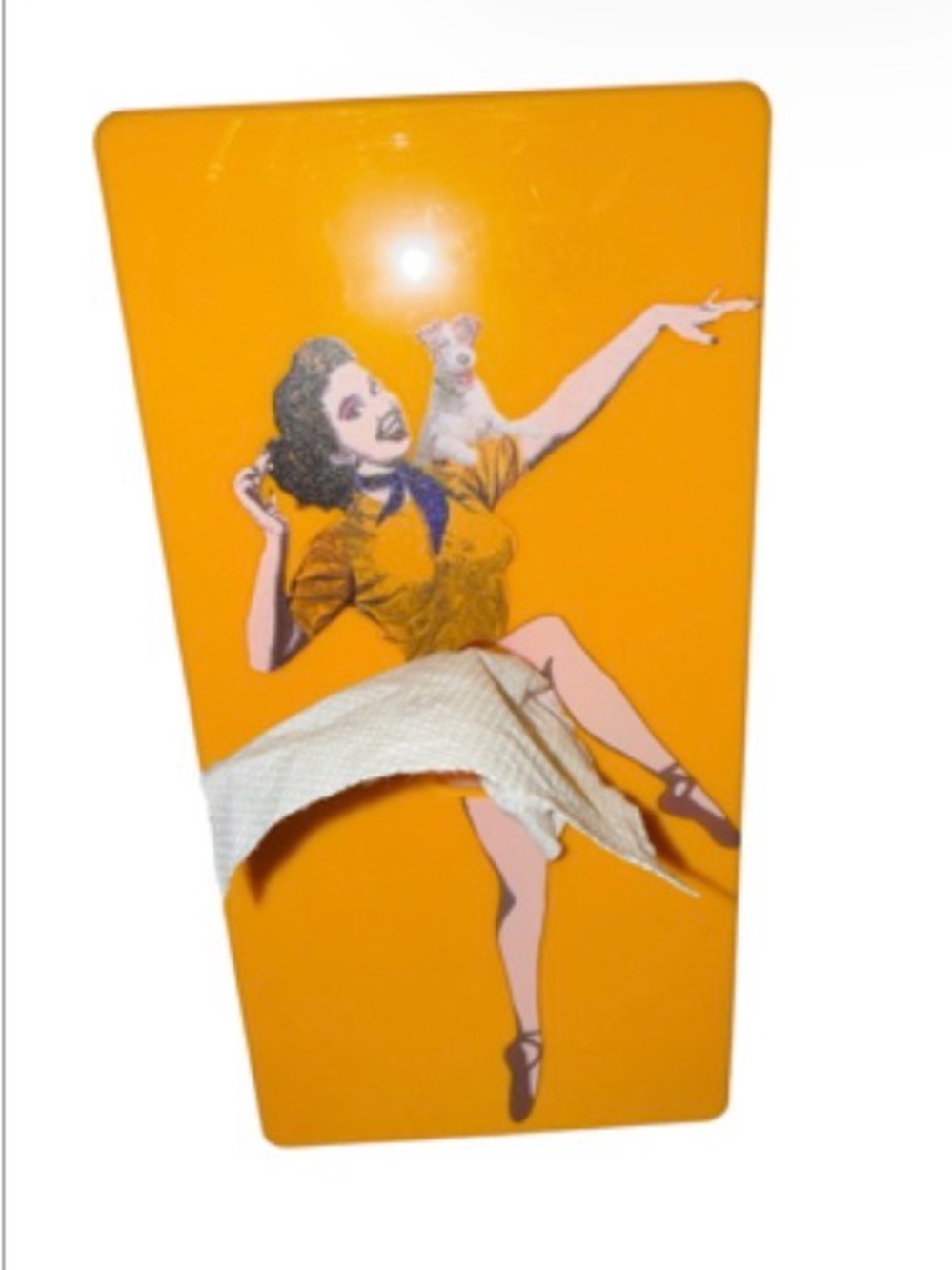 Vintage Flying Skirt Pin Up Girl with Dog Retro Tissue Box - Picture 2 of 6